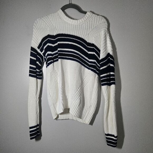 LUCKY💗BRAND Colorblock Knit Boatneck Pullover Sweater Blue/Black - Picture 2 of 5